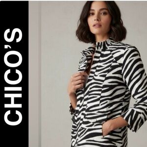 CHICO’S Zebra Jacket - Zip 3/4 sleeve